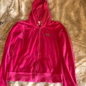 PINK  velour  zip up hoodie